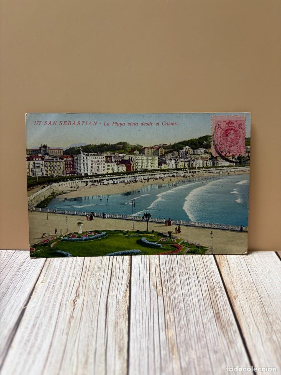 Postales: TARJETA POSTAL. SAN SEBASTIAN. 177. LA PLAYA VISTA DESDE EL CASINO.