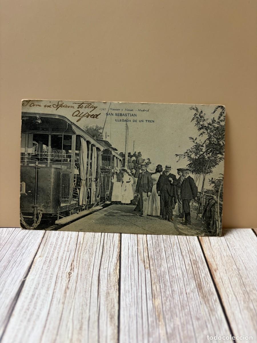 Postales: TARJETA POSTAL. SAN SEBASTIAN. 1797. LLEGADA DE UN TREN. HAUSER Y MENET.