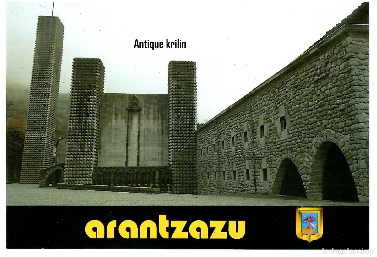 Postales: ARANTZAZU - O&Ntilde;ATI N&ordm; 2 FACHADA Y TORRES BASILICA / ESCUDO DE ORO / SIN FRANQUEAR