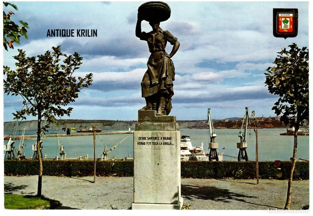 Postales: SANTURCE N&ordm; 64 MONUMENTO A LA SARDINERA / ESCUDO DE ORO / SIN FRANQUEAR