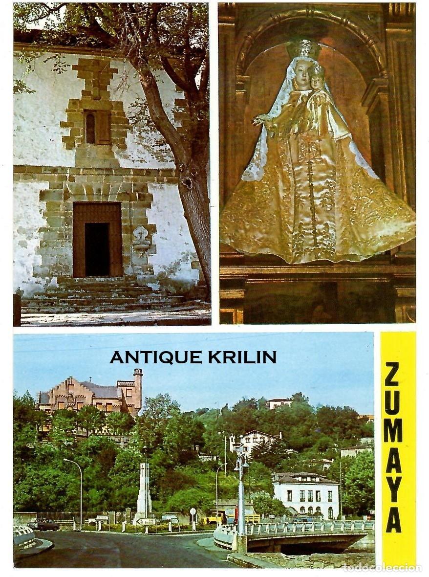 Postales: ZUMAYA / VIRGEN DE ARRITOKIETA Y ENTRADA VILLA / FOTO GAR / SIN FRANQUEAR