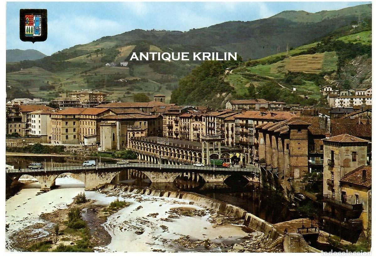 Postales: TOLOSA N&ordm; 2 VISTA PARCIAL Y RIO ORIA / ESCUDO DE ORO / SIN FRANQUEAR