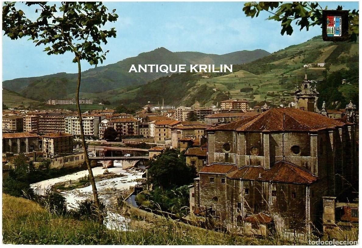 Postales: TOLOSA N&ordm; 3 IGLESIA SANTA MARIA Y RIO ORIA / ESCUDO DE ORO / SIN FRANQUEAR