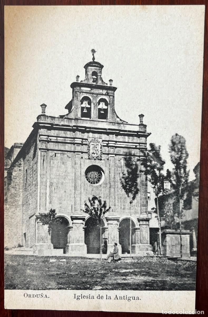 Postales: ORDU&Ntilde;A, IGLESIA DE LA ANTIGUA, ED. ESPA&Ntilde;A MONUMENTAL E HISTORICA, SERIE XV, NUM 87, FOTOTIPIA LACOST
