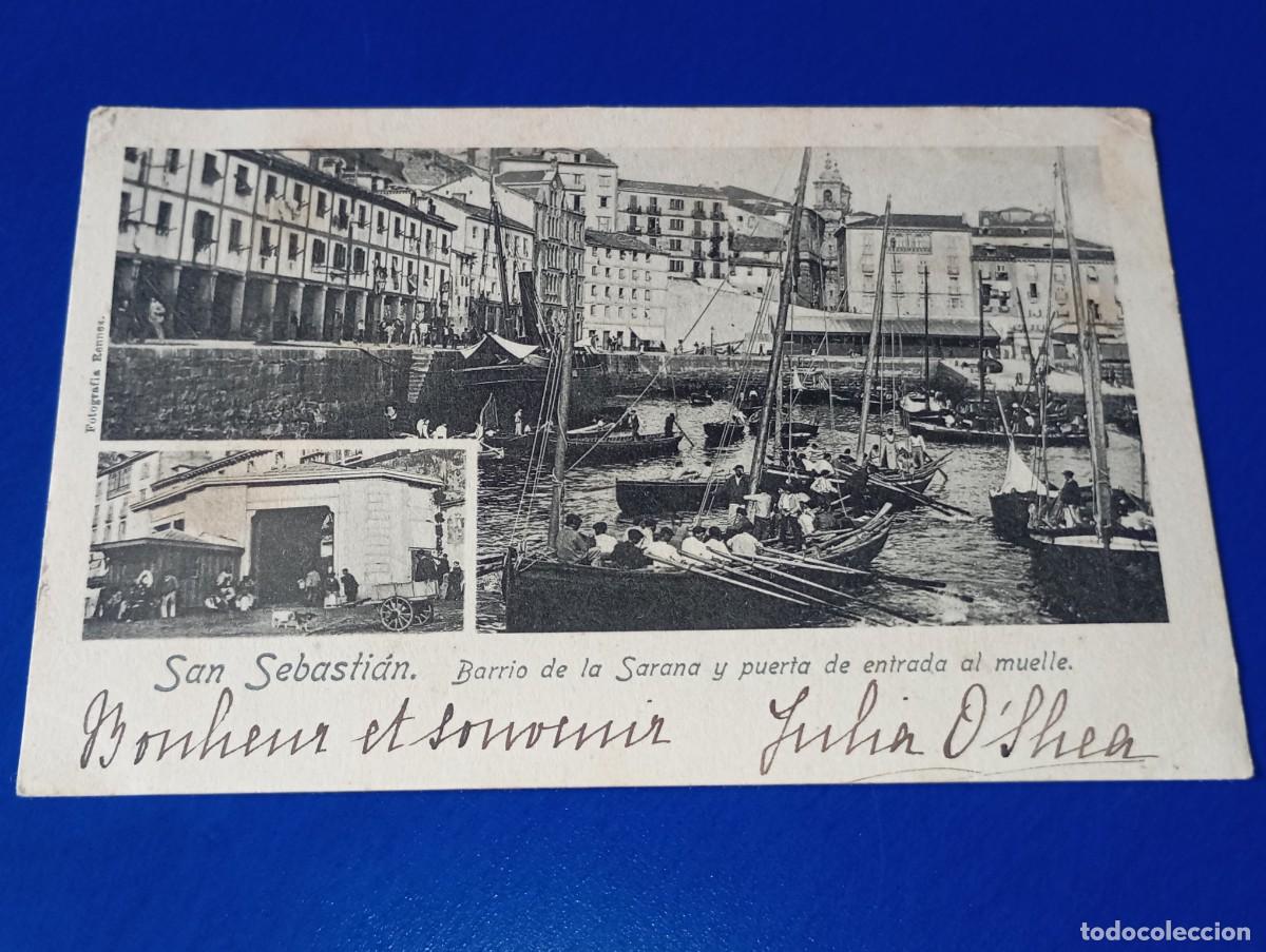 Postales: Postal San Sebasti&aacute;n Barrio de la Jarana y puerta de entrada al muelle