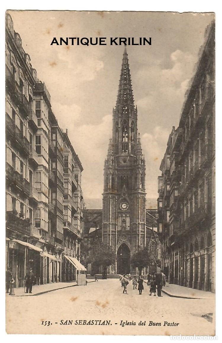 Postales: SAN SEBASTIAN N&ordm; 153 IGLESIA DEL BUEN PASTOR / EDICION GALARZA / SIN FRANQUEAR
