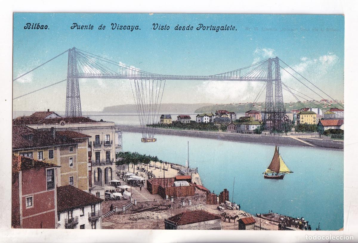 Postales: POSTAL. BILBAO. PUENTE DE VIZCAYA. VISTO DESDE PORTUGALETE. CIRCULADA EN 1911