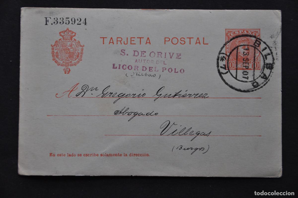 Postales: TARJETA POSTAL DE SALUSTIANO DE ORIVE (AUTOR DEL LICOR DEL POLO) - DESTINO VILLEGAS (BURGOS)