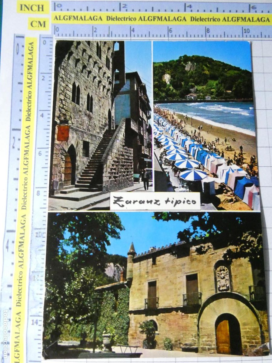 Postales: POSTAL DE GUIP&Uacute;ZCOA. A&Ntilde;O 1964. ZARAUZ TORRE LUCEA PALACIO DE NARROS Y PLAYA 187 GAR. 686