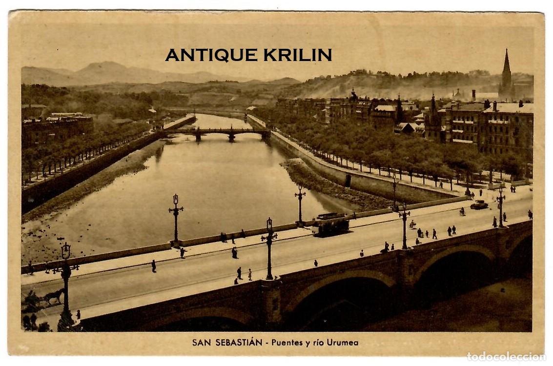 Postales: SAN SEBASTIAN / PUENTES Y RIO URUMEA / EDICIONES M. ARRIBAS / SIN FRANQUEAR