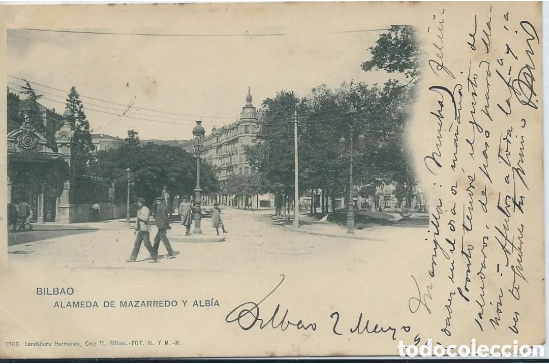 Cartoline: BILBAO (VIZCAYA) - ALAMEDA DE MAZARREDO Y ALB&Iacute;A - LAND&Aacute;BURU HERMANAS - FOT. HAUSER Y MENET, MADRID