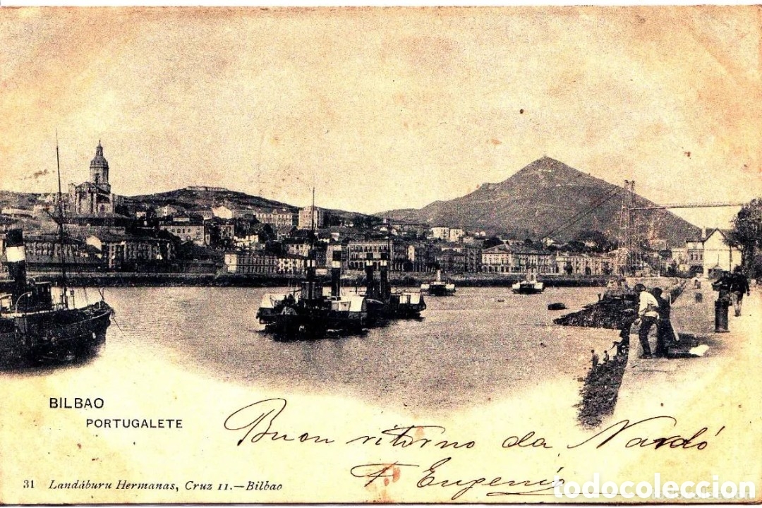 Postales: PORTUGALETE (VIZCAYA) - VISTA DEL PUERTO - LAND&Aacute;BURU HERMANAS - HAUSER Y MENET