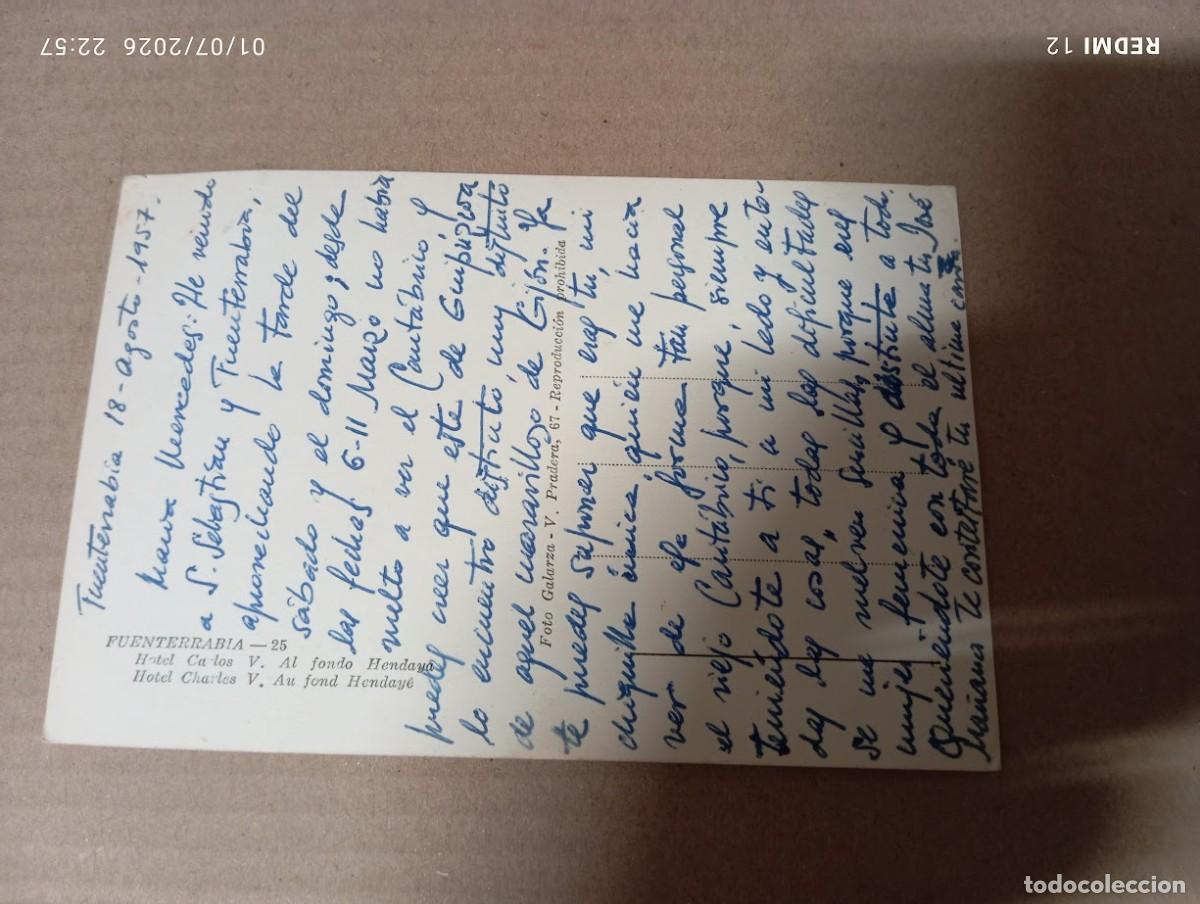 Postales: POSTAL FUENTERRABIA CIRCULADA 1957 - Foto 2