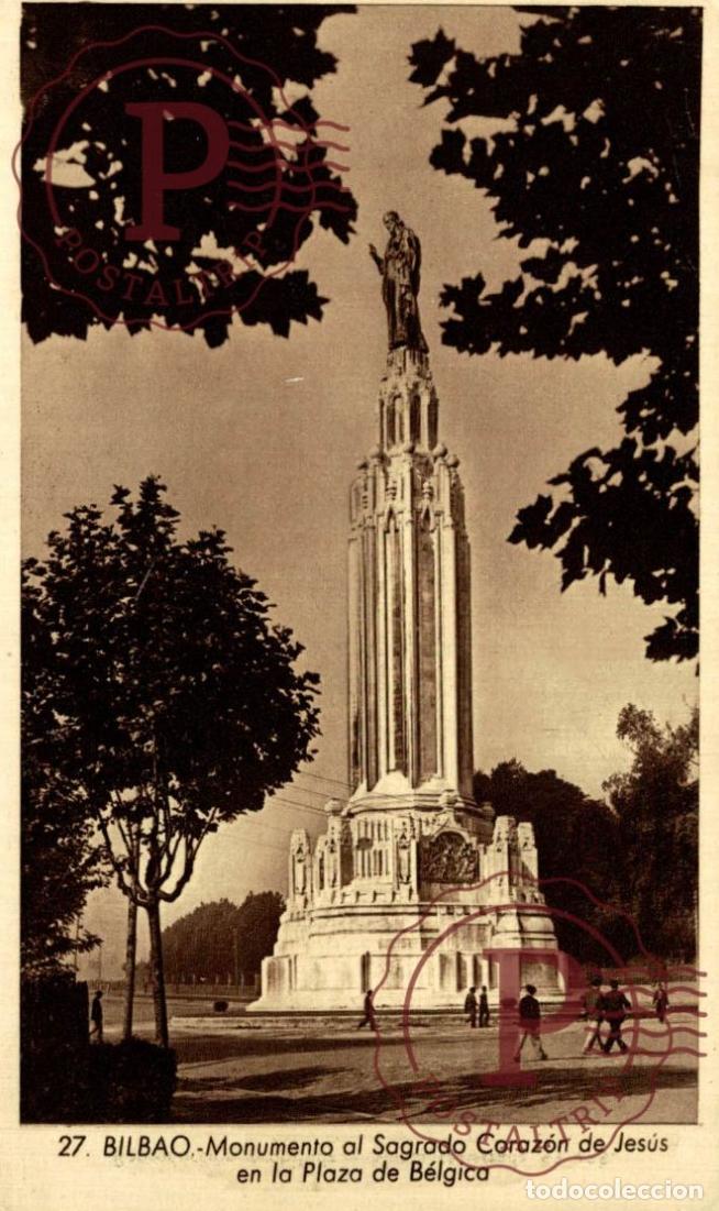 Postales: VIZCAYA. BILBAO. MONUMENTO AL SAGRADO CORAZON DE JESUS EN LA PLAZA DE BELGICA,