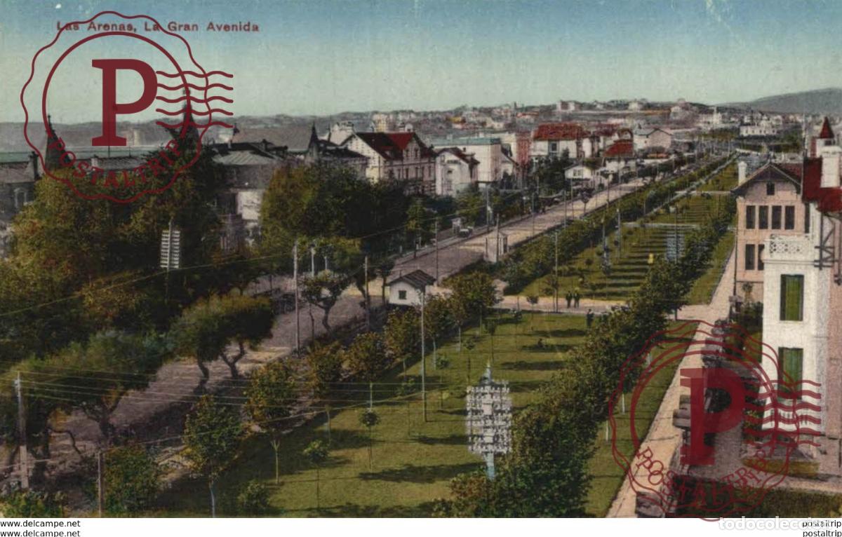 Postales: LAS ARENAS, GRAN AVENIDA. VIZCAYA PA&Iacute;S VASCO ESPA&Ntilde;A ESPAGNE