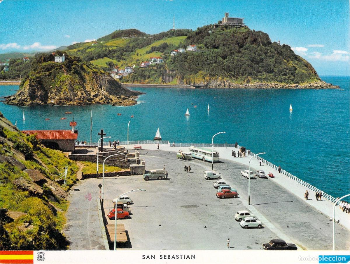 Postales: Postal San Sebasti&aacute;n Paseo Nuevo y Monte Igueldo Pa&iacute;s Vasco