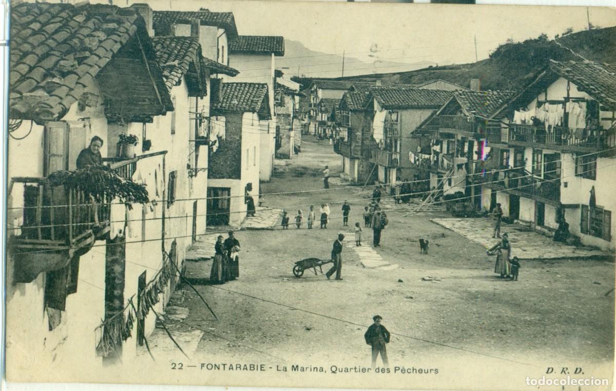 Postales: FUENTERRABIA. LA MARINA. BARRIO DE PESCADORES. HACIA 1910. POSTAL FRANCESA. MUY RARA.