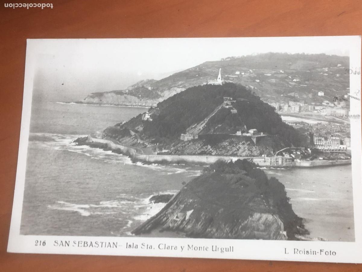 Postais: isla de santa clara y monte urgull san sebastian postal original fotografica circulada