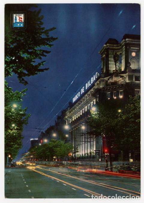 Postales: em04706 bilbao gran via vista nocturna 1964 fisa n&ordm;39 sc banco de bilbao