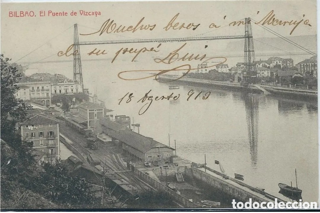 Postales: BILBAO - EL PUENTE DE VIZCAYA - LAND&Aacute;BURU HERMANAS