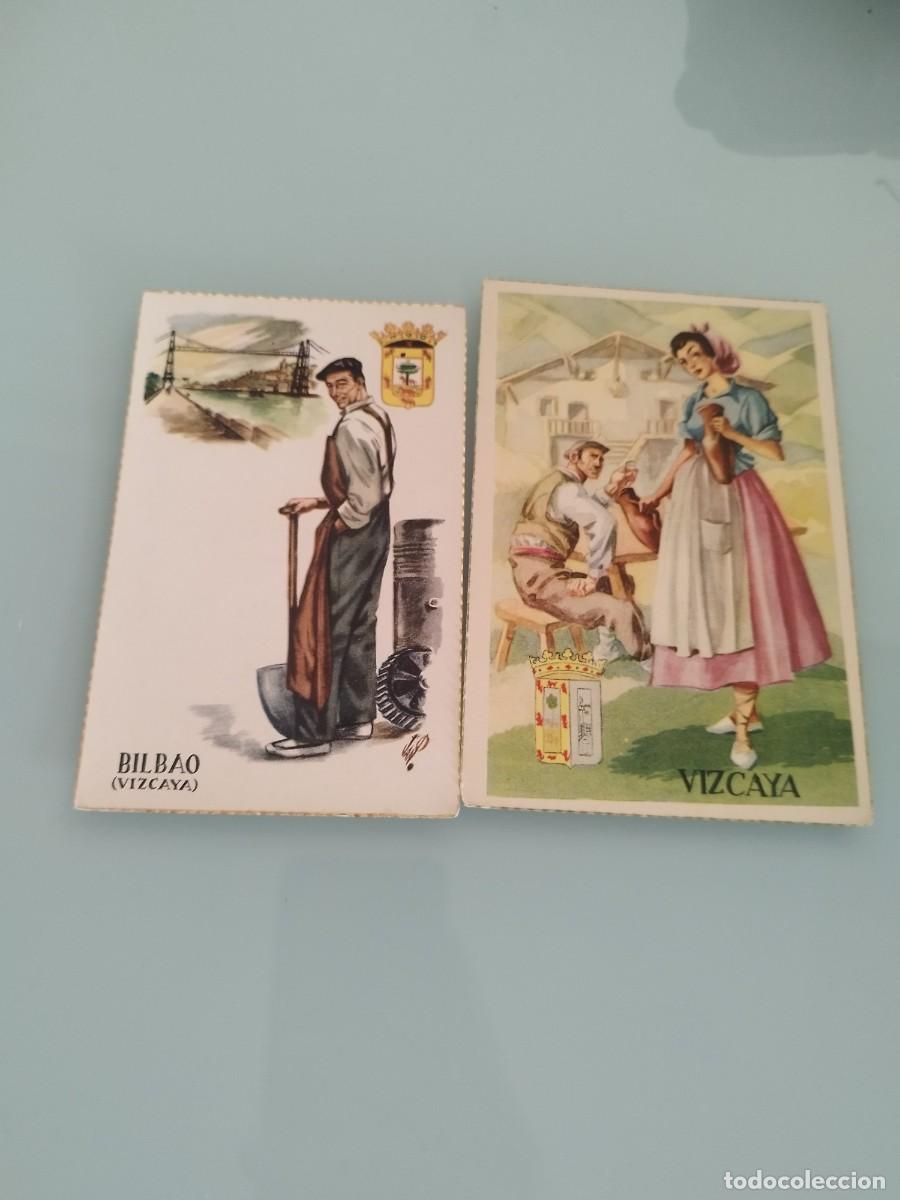Postales: 2 tarjetas postales trajes t&iacute;picos de Bilbao, Vizcaya. T&iacute;pico regional folcl&oacute;rico.