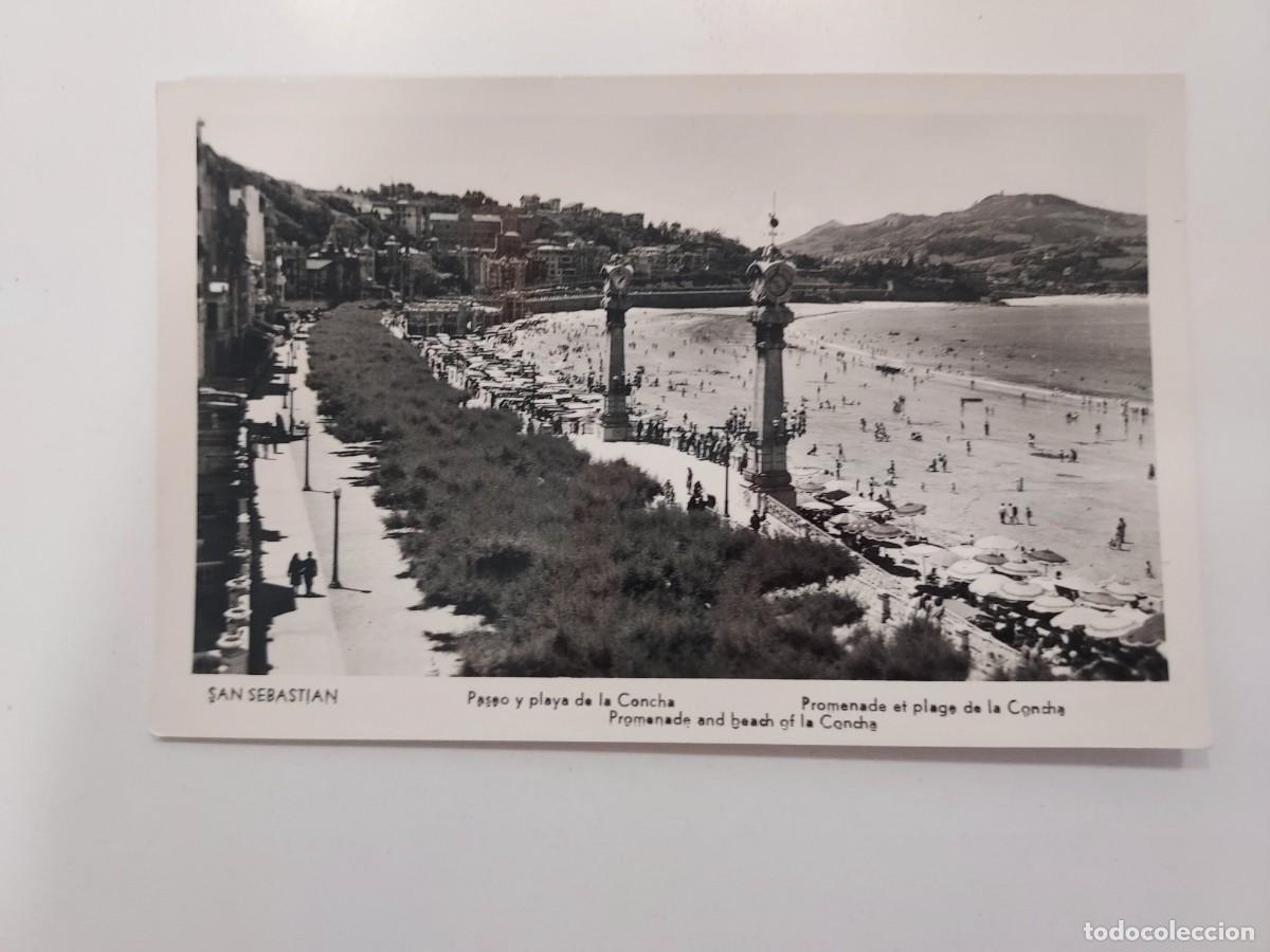 Postales: POSTAL SAN SEBASTIAN PASEO PLAYA CONCHA. A&Ntilde;OS 1940 1950. ESCRITA SELLO. ANTIGUA