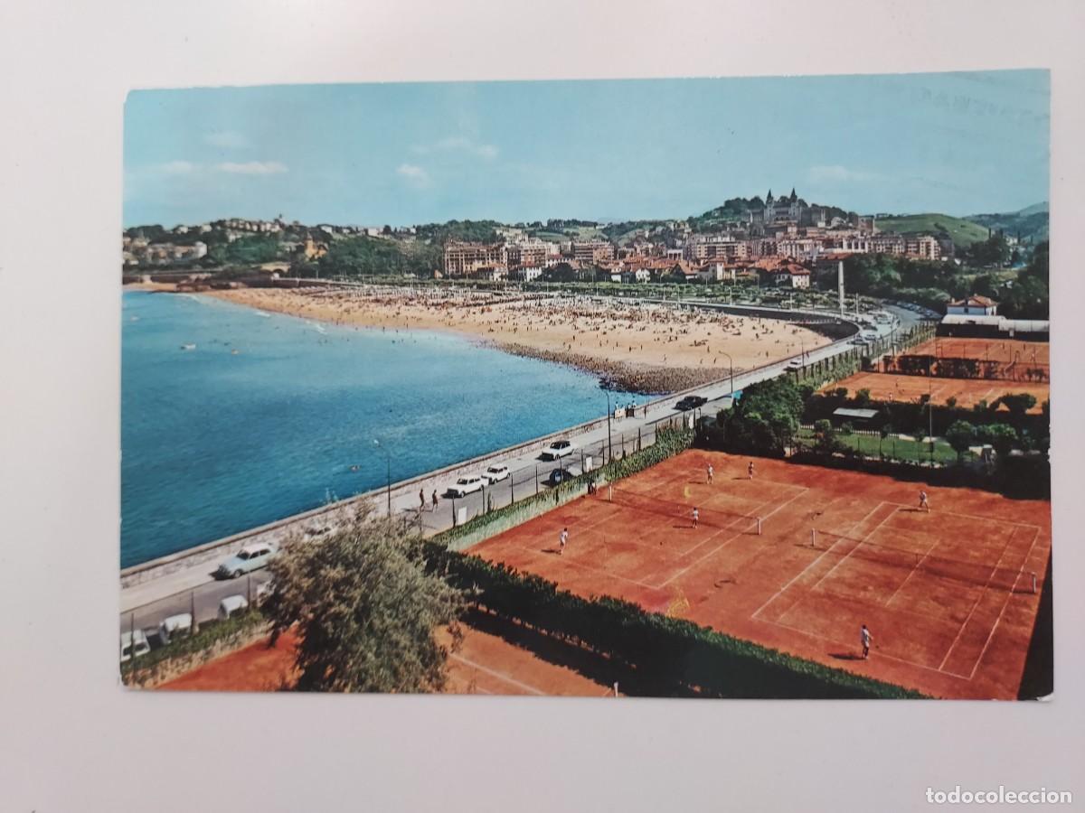 Postales: POSTAL SAN SEBASTIAN TENIS PLAYA ONDARRETA. 1968. CIRCULADA