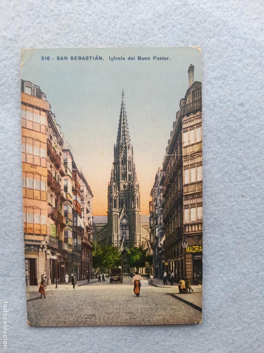 Postales: San Sebasti&aacute;n. Iglesia del Buen Pastor. Franqueada.