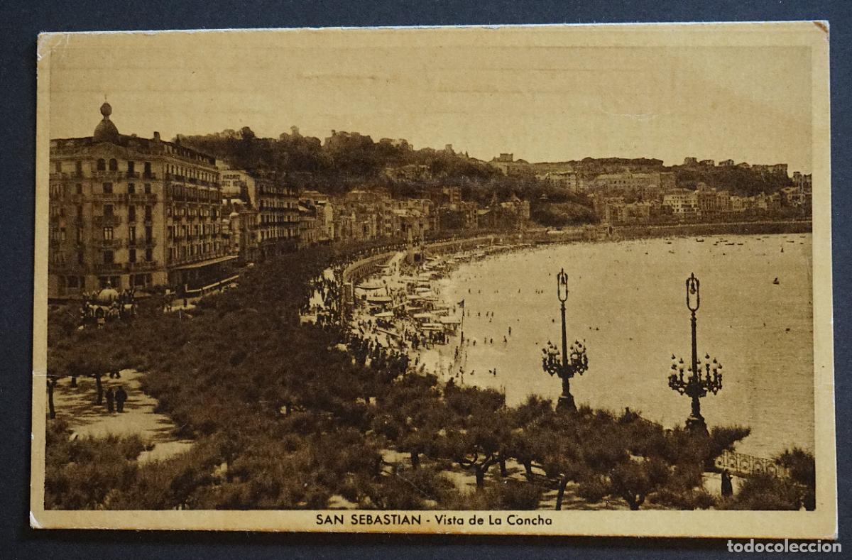 Postales: San Sebasti&aacute;n, vista de la Concha, postal circulada el a&ntilde;o 1947