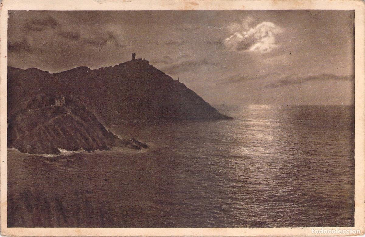 Postales: Postal de San Sebasti&aacute;n Bah&iacute;a y Puesta de Sol Huecograbado Hauser y Menet