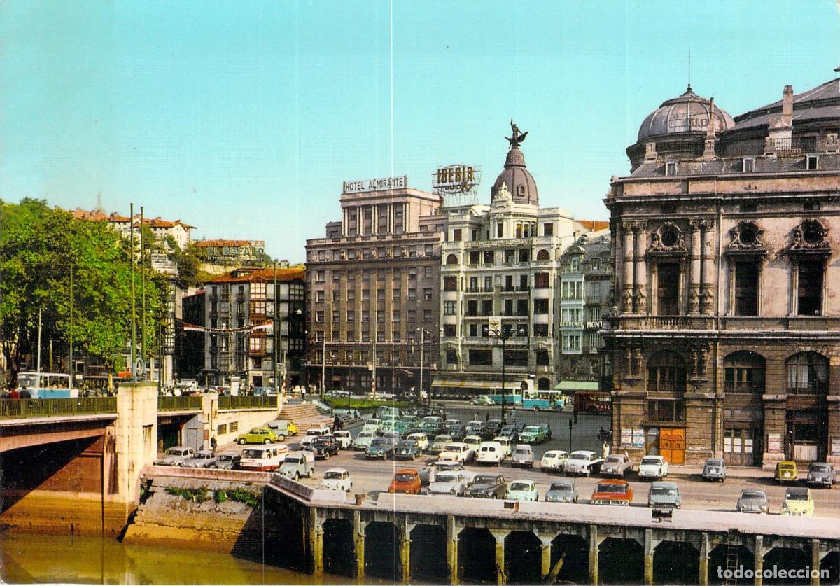 Postales: Postal de Bilbao: Plaza de Arriaga y Puente de la Victoria
