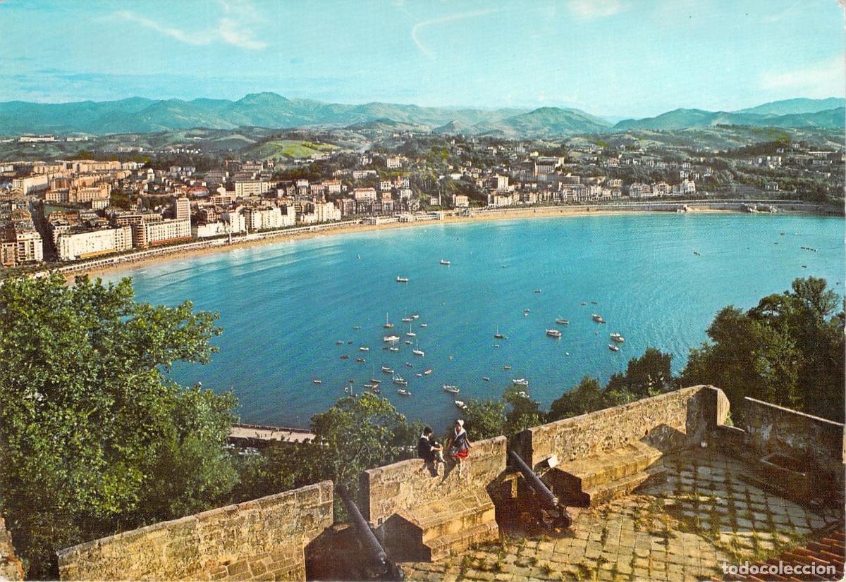 Postales: Postal de la Bah&iacute;a de la Concha desde Monte Urgull en San Sebasti&aacute;n