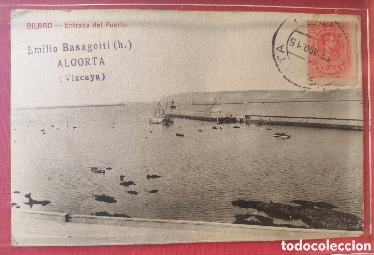 Postales: BILBAO ENTRADA DEL PUERTO POSTAL CIRCULADA FOTOTIPIA VIZCAYA 1915