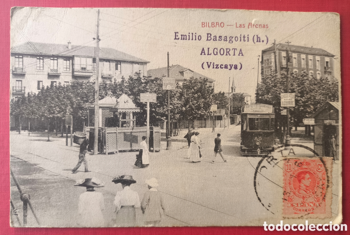Postales: BILBAO LAS ARENAS POSTAL ANIMADA CIRCULADA FOTOTIPIA VIZCAYA 1916