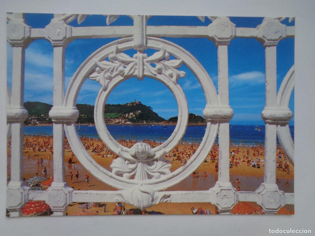 Postales: POSTAL DE SAN SEBASTIAN : PLAYA Y MONTE IGUELDO . A&Ntilde;OS 60