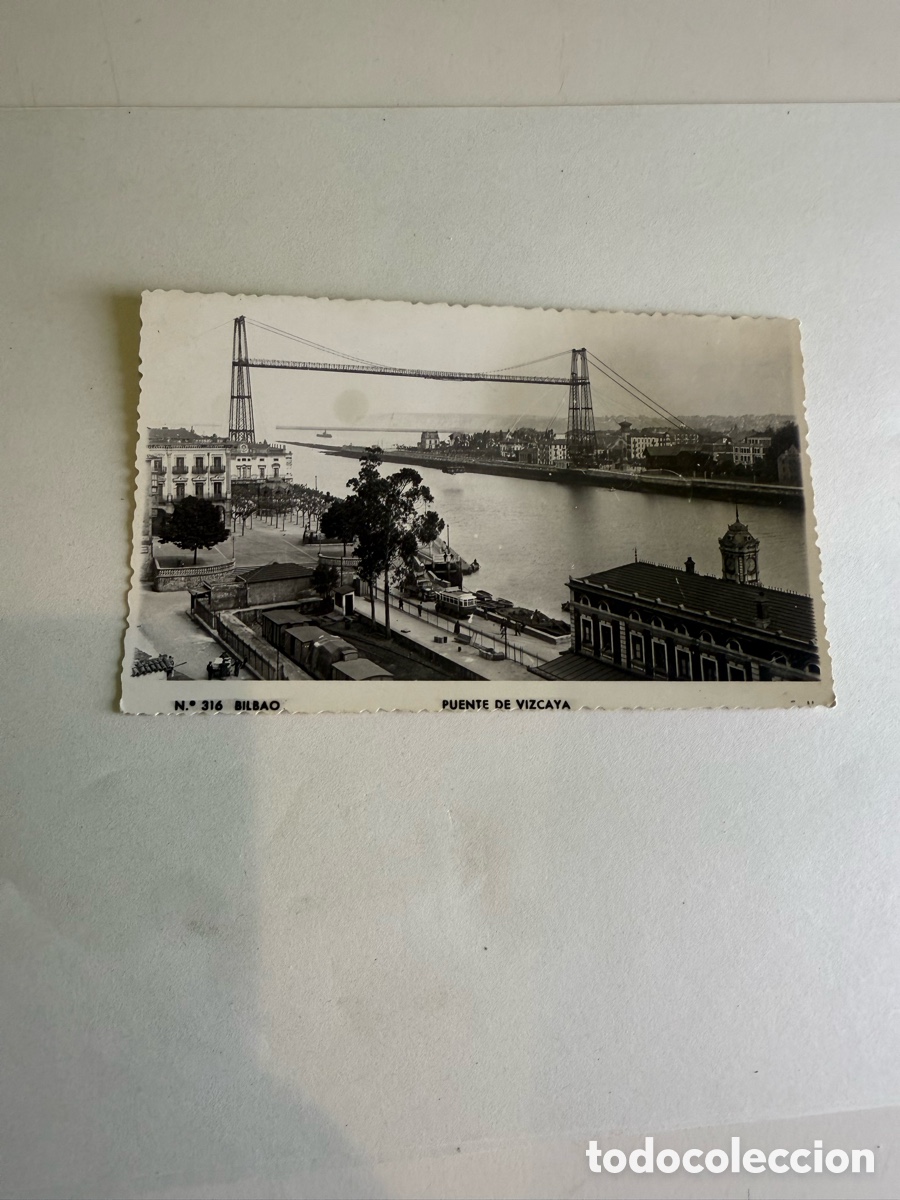 Postales: Postal Bilbao Puente de Vizcaya Blanco y negro Original de la &eacute;poca