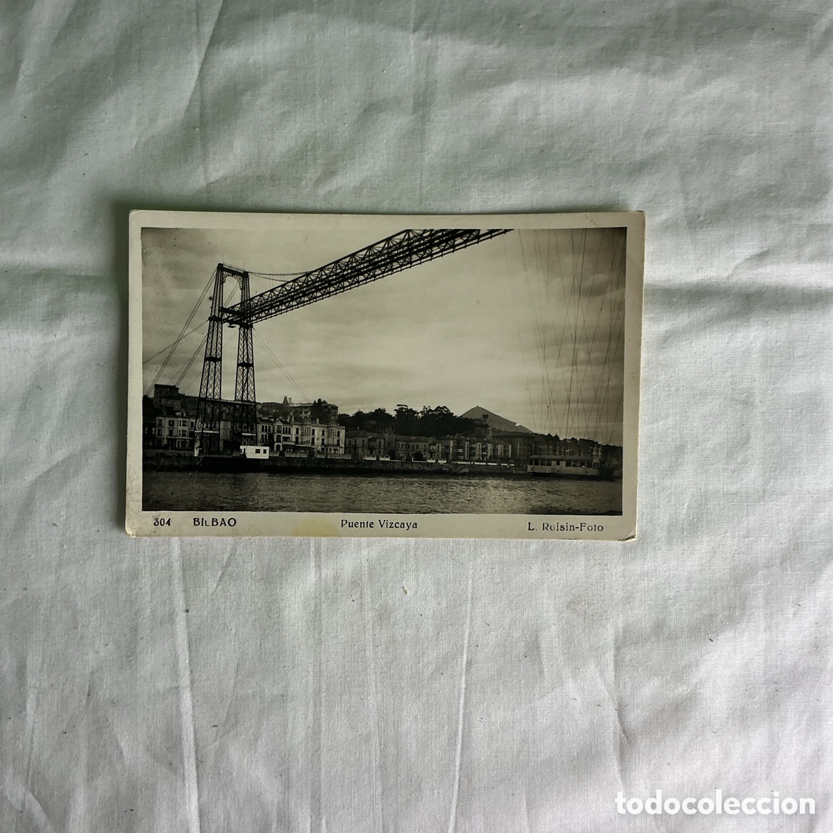 Postales: Postal Bilbao Puente Vizcaya Blanco y negro Original de la &eacute;poca 1956