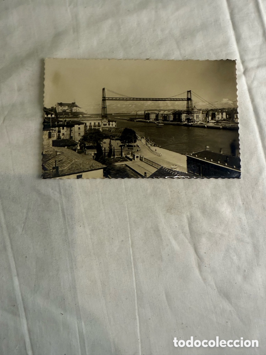 Postales: Postal Bilbao Puente de Vizcaya 1957 Blanco y negro Original de la &eacute;poca