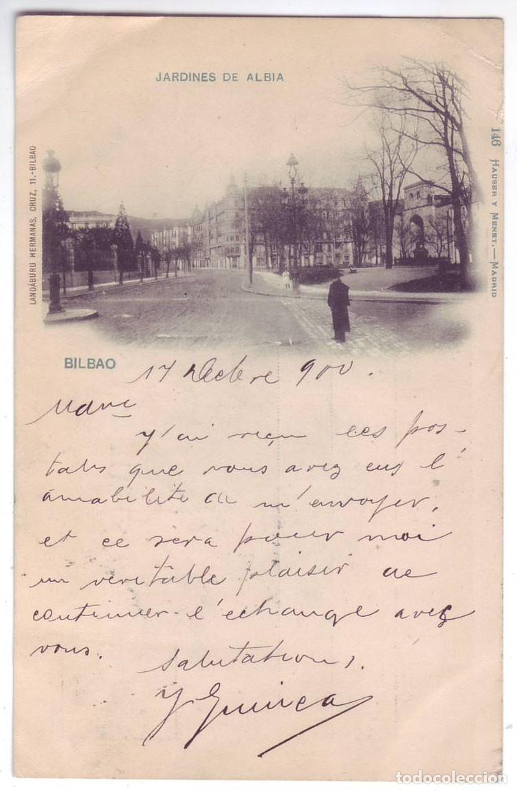 Postales: Bilbao: Jardines de Albia. Land&aacute;buru Hermanas / Hauser. Sin dividir. Pel&oacute;n (1900)