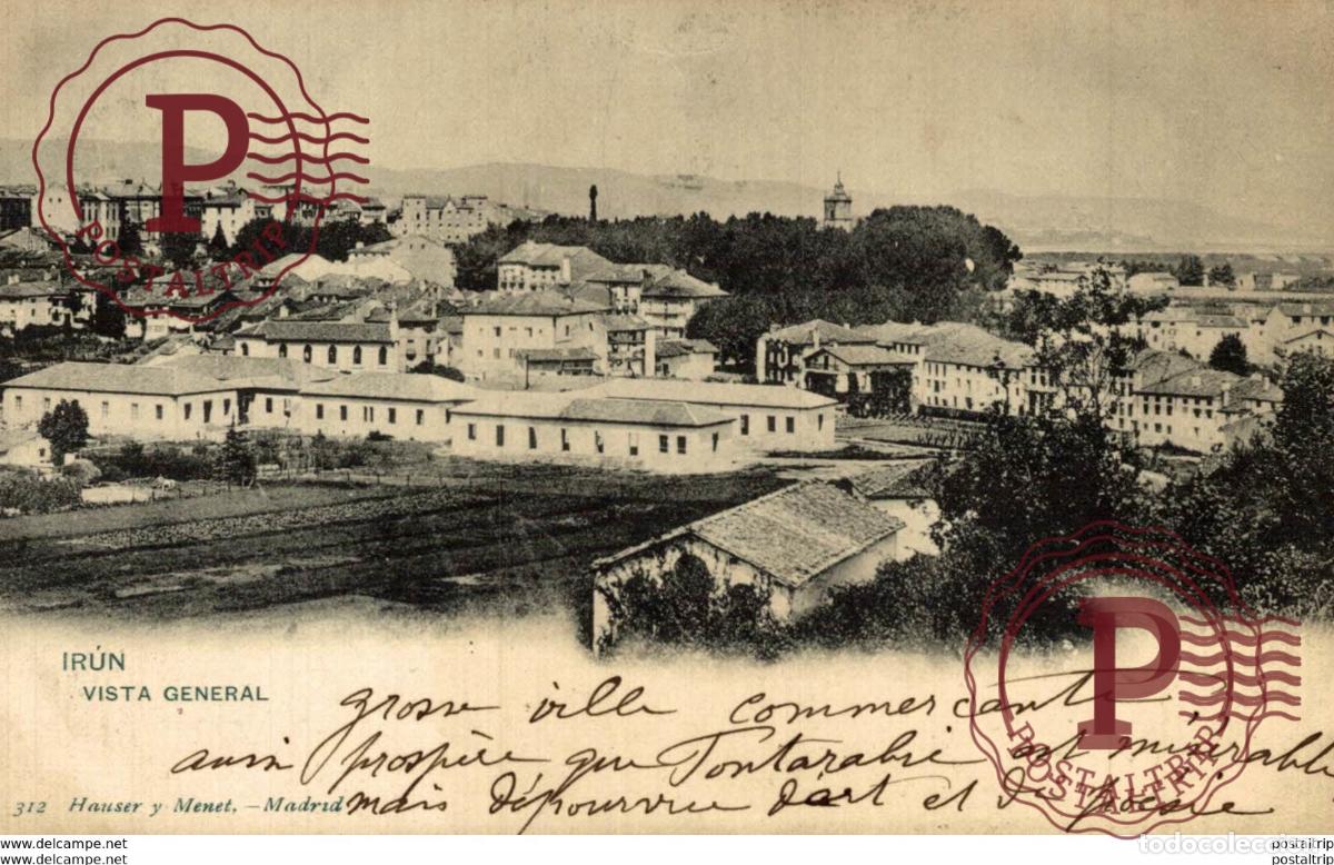 Cartoline: POSTAL DE GUIP&Uacute;ZCOA. IRUN. VISTA GENERAL HAUSER Y MENET