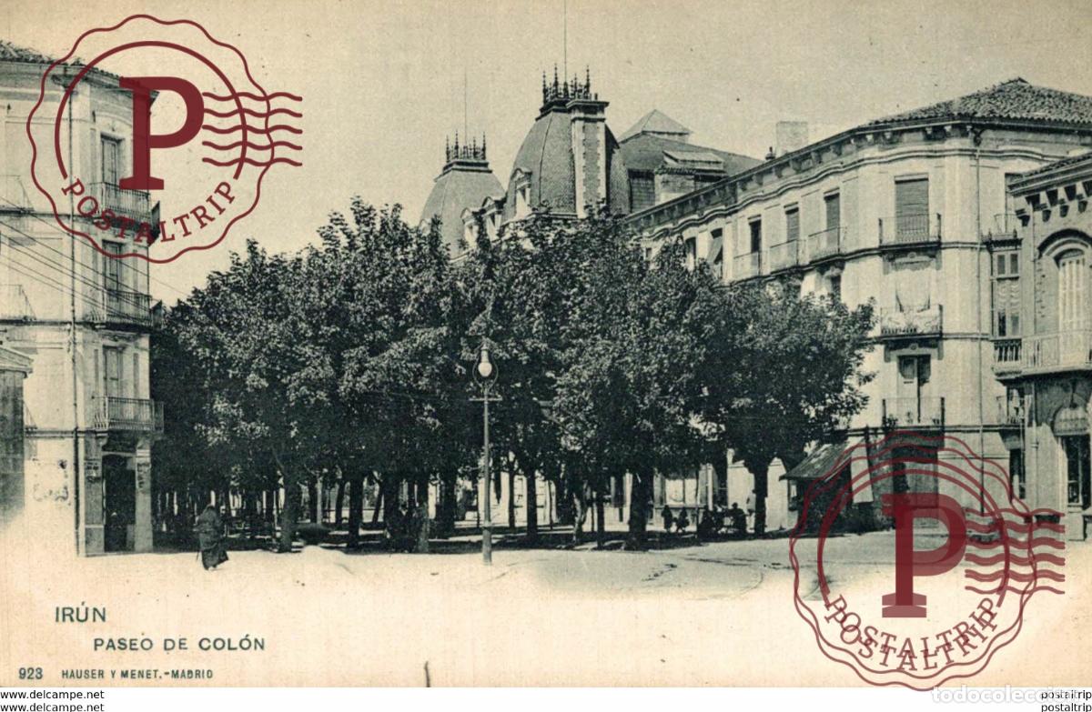 Cartoline: POSTAL DE GUIP&Uacute;ZCOA. IRUN PASEO DE COLON HAUSER Y MENET