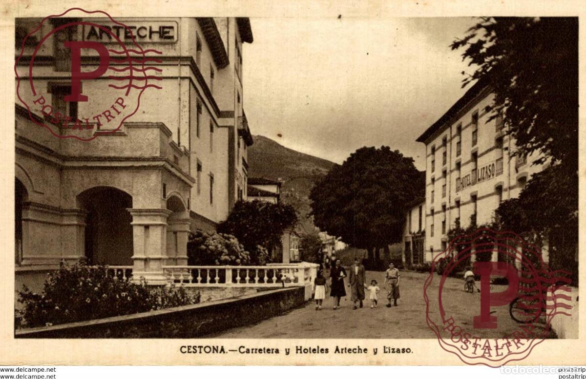 Postales: CESTONA, CARRETERA Y HOTELES ARTECHE Y LIZASO