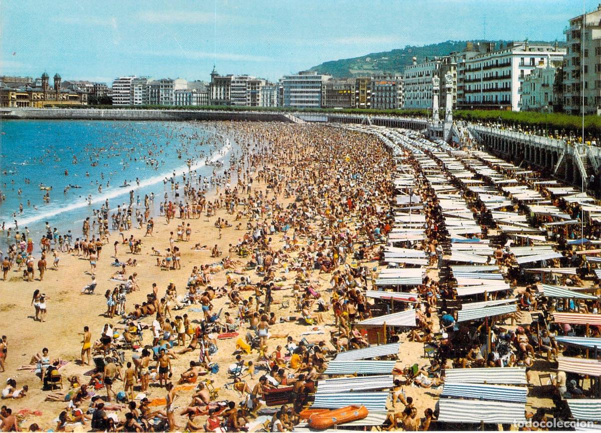 Postales: Postal de la Playa de la Concha en San Sebasti&aacute;n