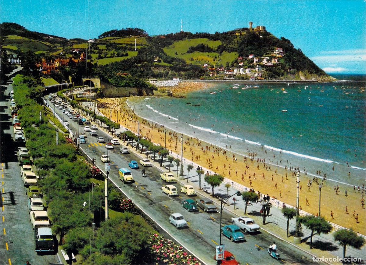 Postales: Postal de San Sebasti&aacute;n, Paseo de Miraconcha y Monte Igueldo