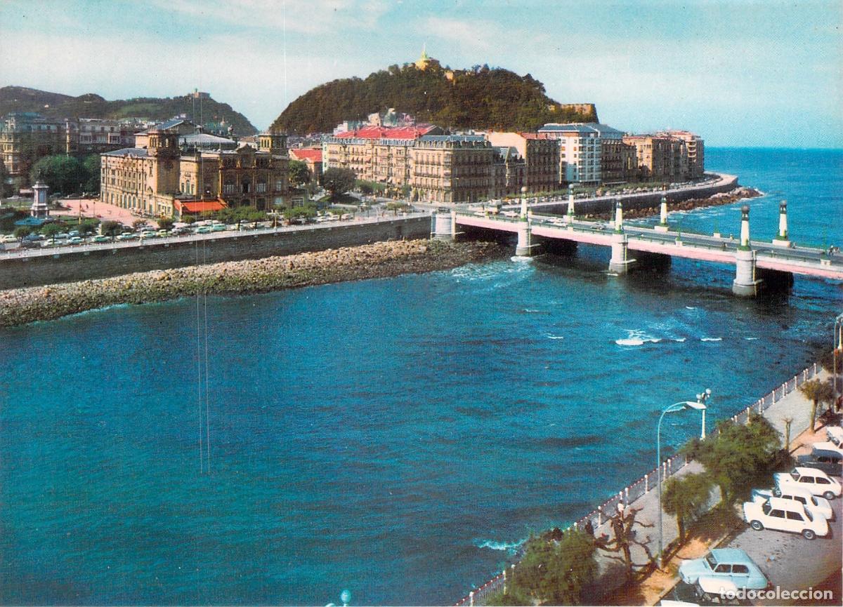 Postales: Postal de San Sebasti&aacute;n, vista del R&iacute;o Urumea y costa