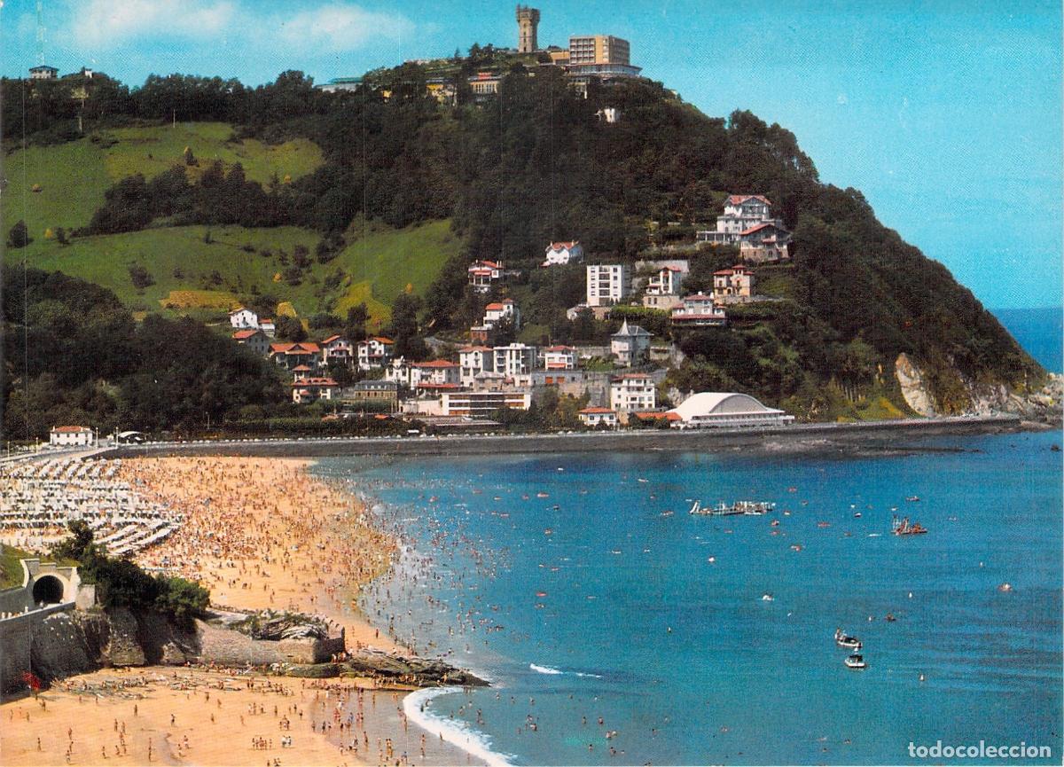 Postales: Postal de San Sebasti&aacute;n: Monte Igueldo y playa de Ondarreta