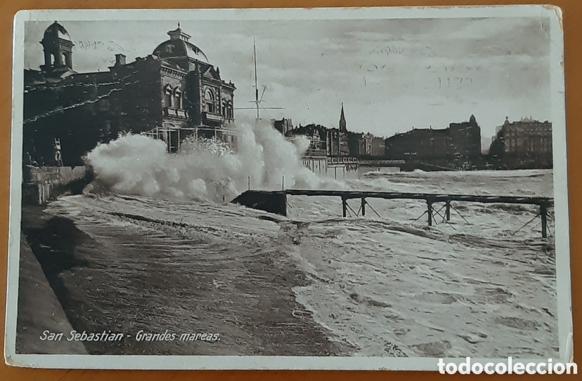 Postales: Postal San Sebasti&aacute;n. Grandes mareas. Escrita y matasellada. R10147