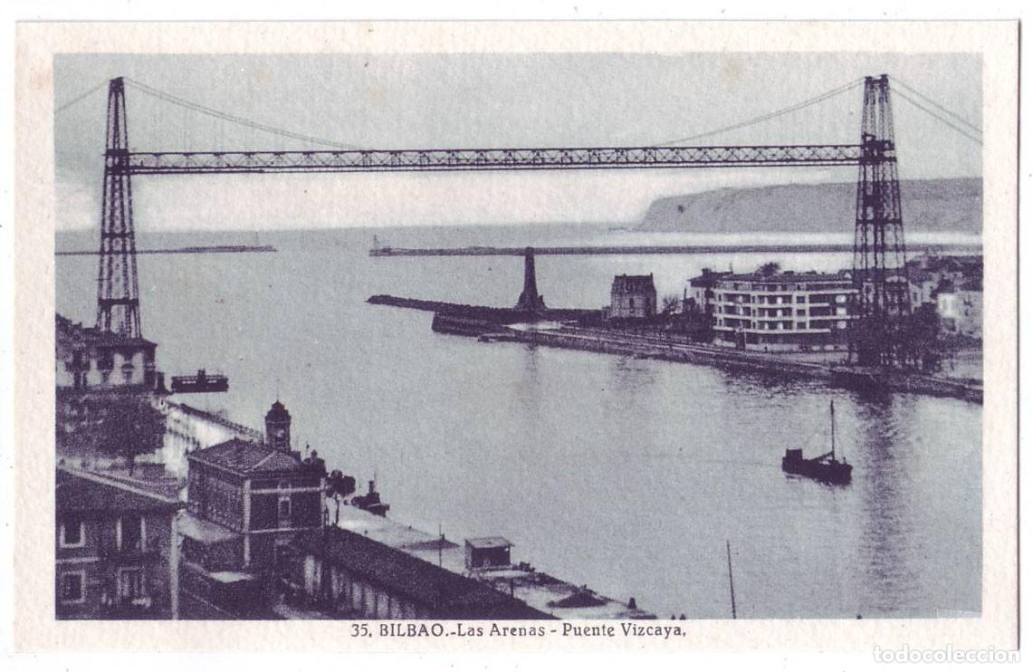 Postales: Bilbao: Las Arenas. Puente Vizcaya. L. Roisin. No circulada (A&ntilde;os 30-40)