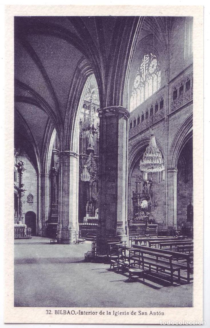 Postales: Bilbao: Interior de la Iglesia de San Ant&oacute;n. L. Roisin. No circulada (A&ntilde;os 30-40)