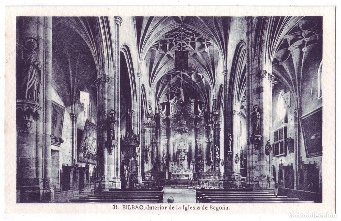 Postales: Bilbao: Interior de la Iglesia de Bego&ntilde;a. L. Roisin. No circulada (A&ntilde;os 30-40)